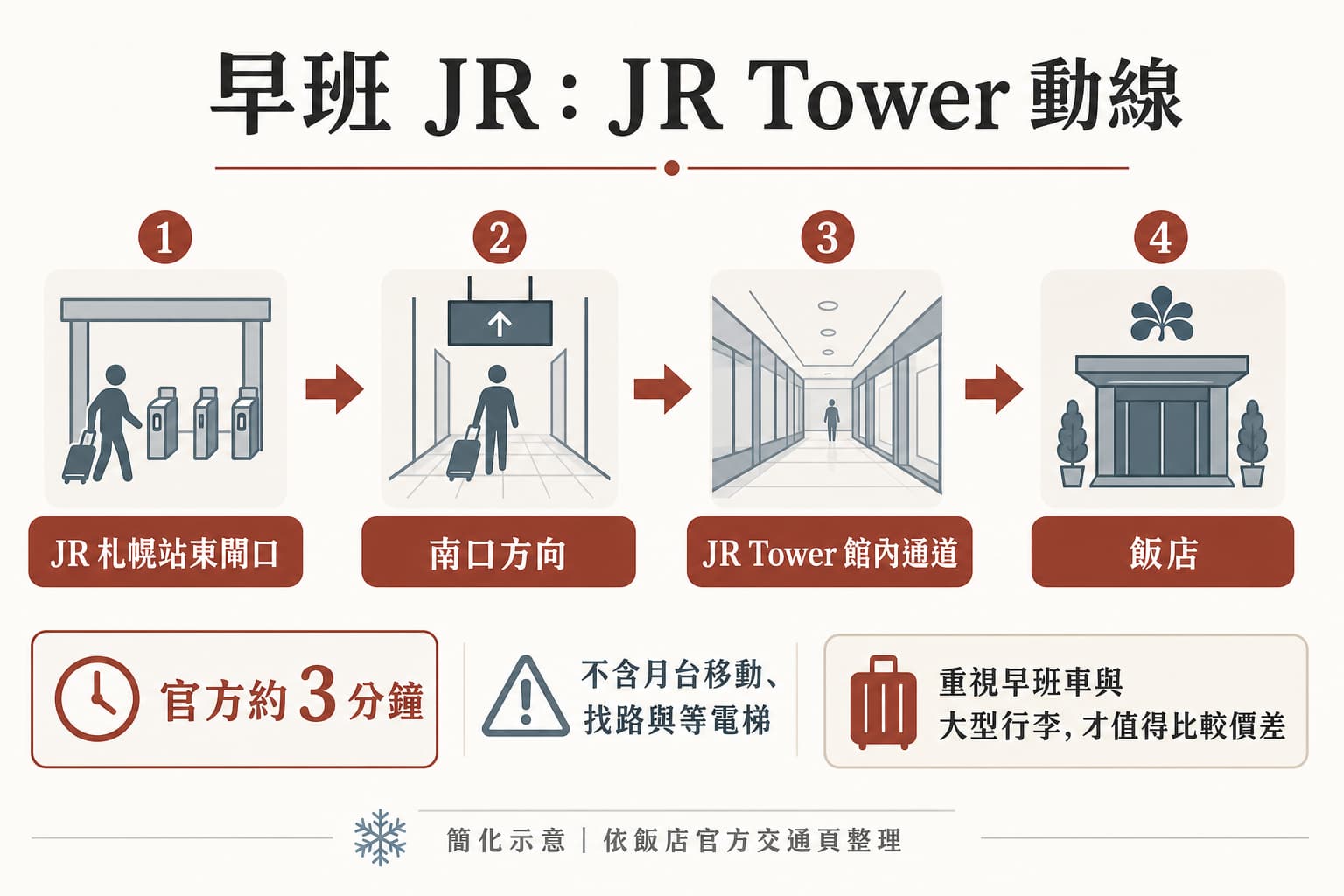 JR Tower Hotel Nikko Sapporo從札幌站東閘口的早班JR動線